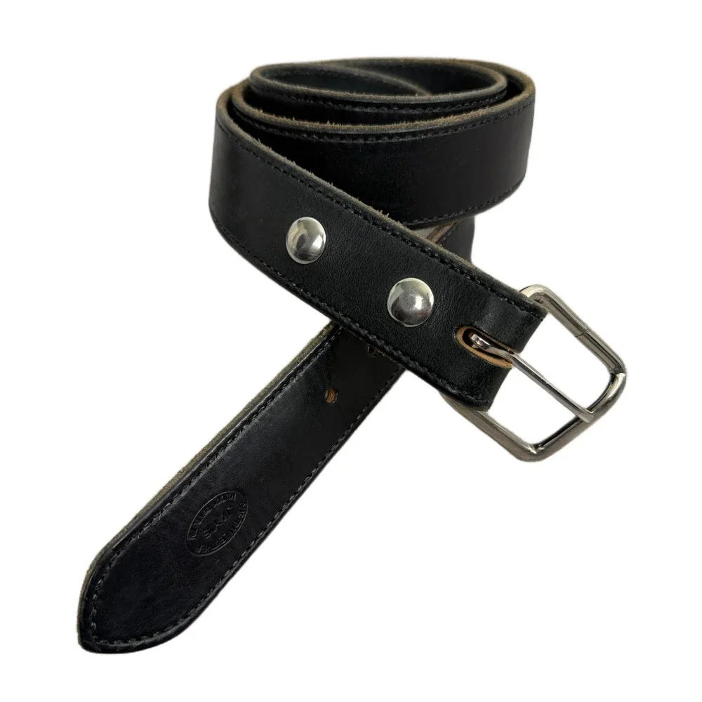 Jays Custom Leather Belt Black 44 Silver Buckle Handmade Muddy Pond TN 1.5